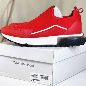 NEW! Women's Calvin Klein Merlena Red Slip-On Sneakers / Shoes